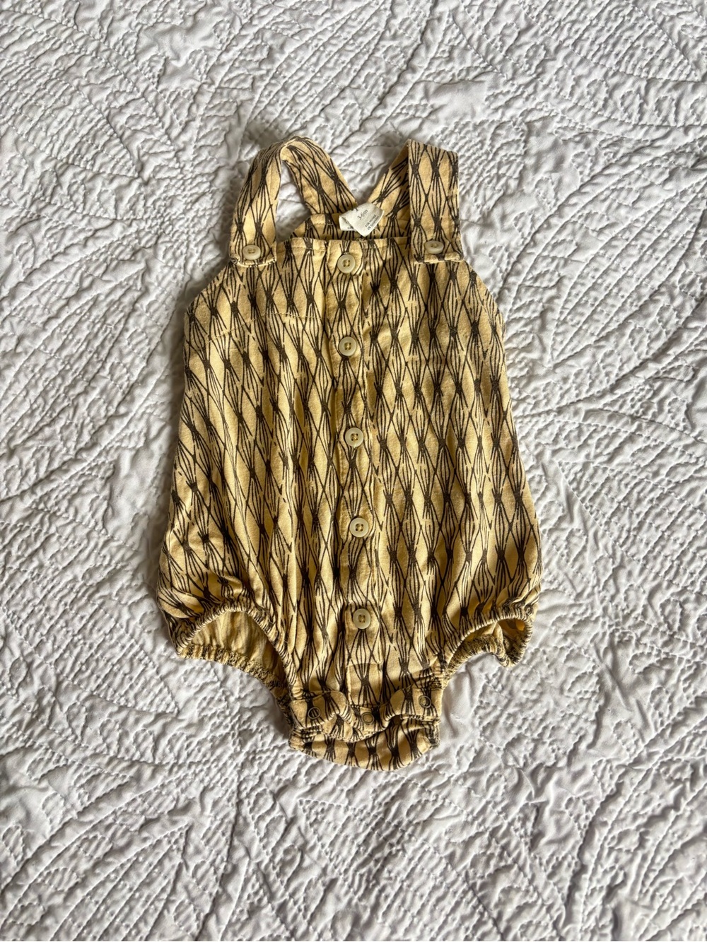 kate quinn Yellow and Gray Patterned Baby Bubble Romper